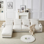 126W Large L-Shaped Corduroy Sofa with USB Charging Port