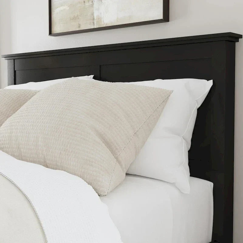 Homestyles Oak Park Black Wood Queen Bed and Nightstand Set - 2 Pieces