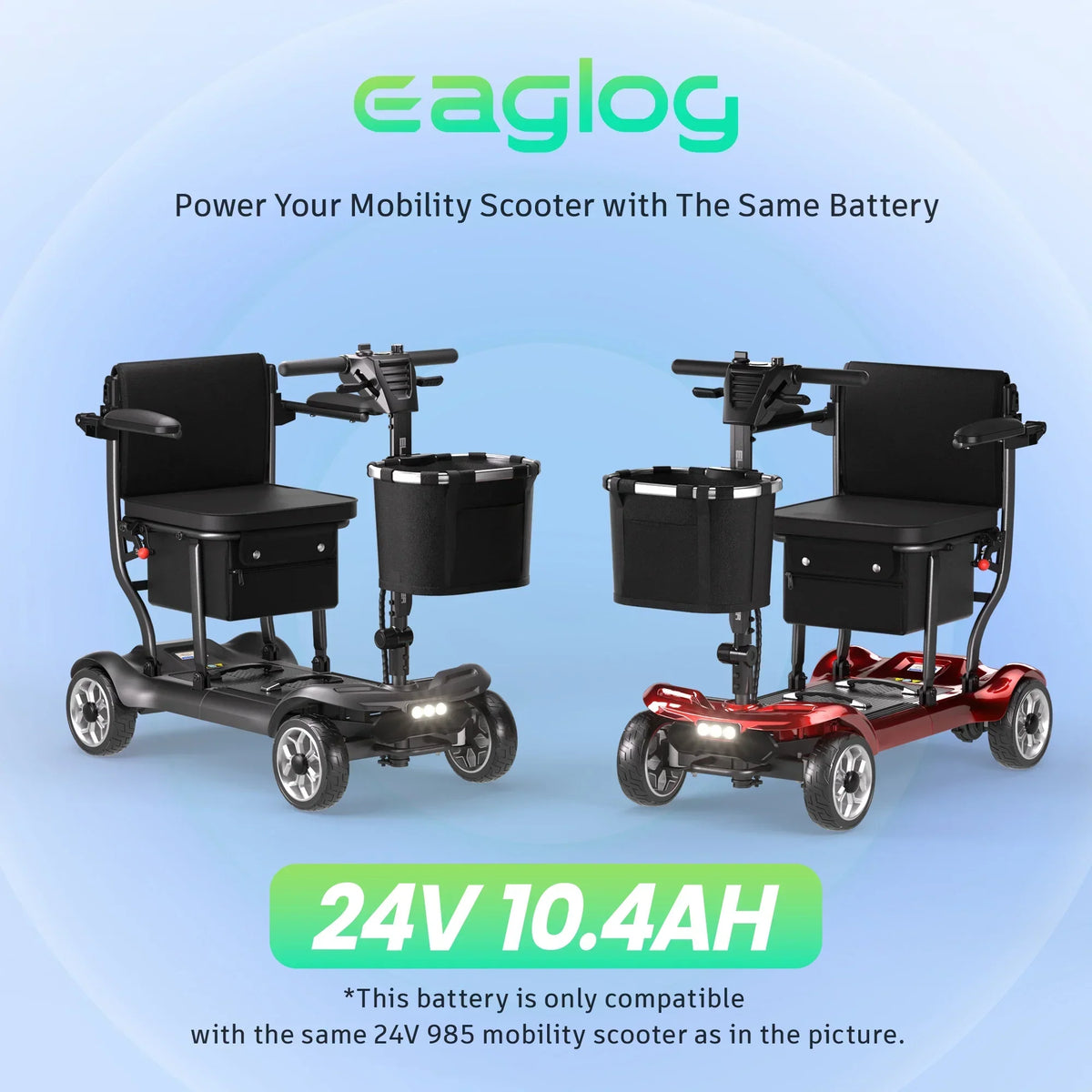 EAGLOG Light Weight 4 Wheels Mobility Scooter for Seniors, Electric Folding Wheelchair Device for Travel, Black