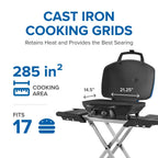Napoleon Travelq 285X 1 - Burner Portable Propane Gas Grill in Blue with Scissor Cart