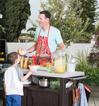 Unity XL Portable Outdoor Table and Storage Cabinet with Accessory Hooks. Espresso Brown