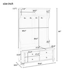 Hall Tree with Upholstered Bench and Coat Rack, Entryway Bench with 3 Hooks, 3 Open Shelves, 2 Drawers & Storage Cabinets, Mudroom Bench with Storage and Hooks for Foyer, Entry Way, Hallway (Beige)