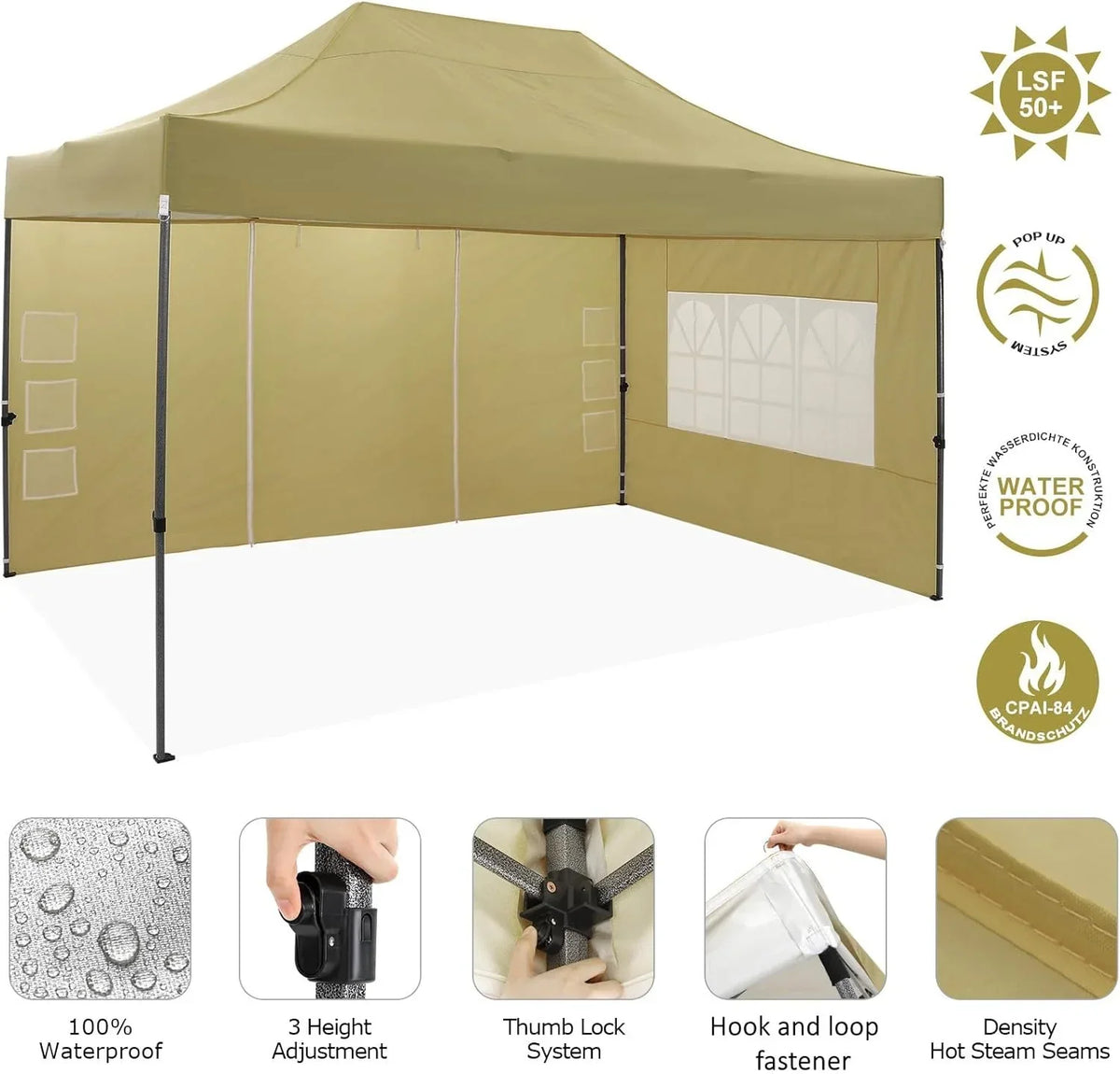 COBIZI 10x20 Heavy Duty Pop up Canopy Tent with 6 sidewalls Easy Up Commercial Outdoor Canopy Wedding Party Tents for Parties All Season Wind & Waterproof Gazebo with Roller Bag,Black(Frame Thickened)