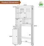 Over the Toilet Storage Cabinet with 3 Doors, Farmhouse Space Saver for Bathroom Organizer with Paper Holder, 10 Shelves and Hooks, 7 - Tier Over Washing Machine Cabinet for Laundry, Bathroom, Natural