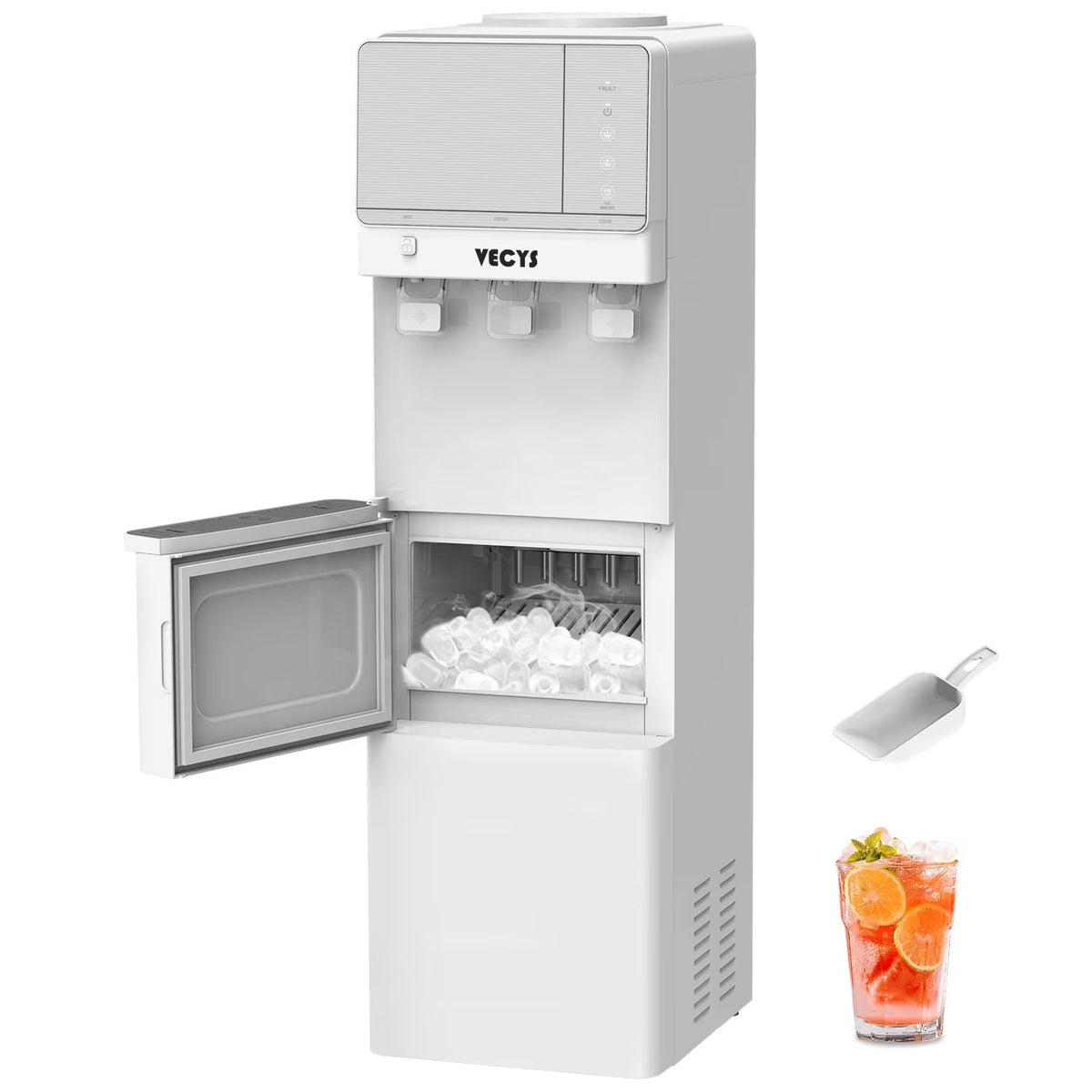 VECYS 3 5 gal Water Dispenser with Ice Maker, 27LBS Daily Ice & Child Lock