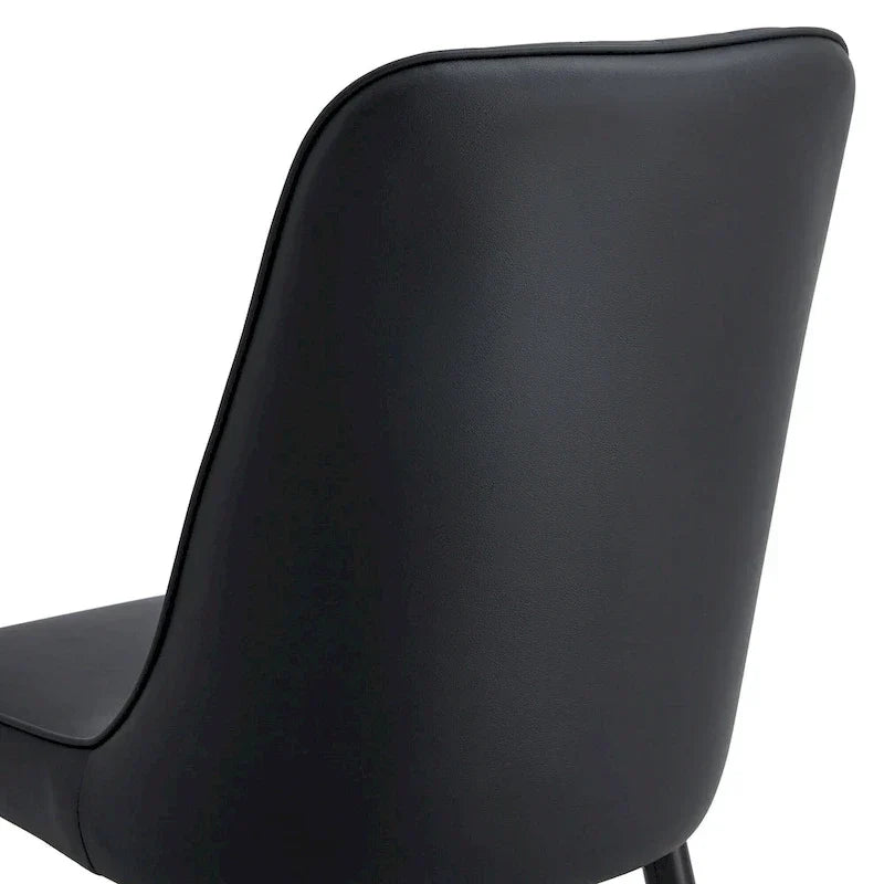 Contemporary Set of 4 Faux Leather Dining Chairs with Cushioned Backrests and Metal Legs – Ideal for Dining Rooms, Living Rooms, and Bedrooms
