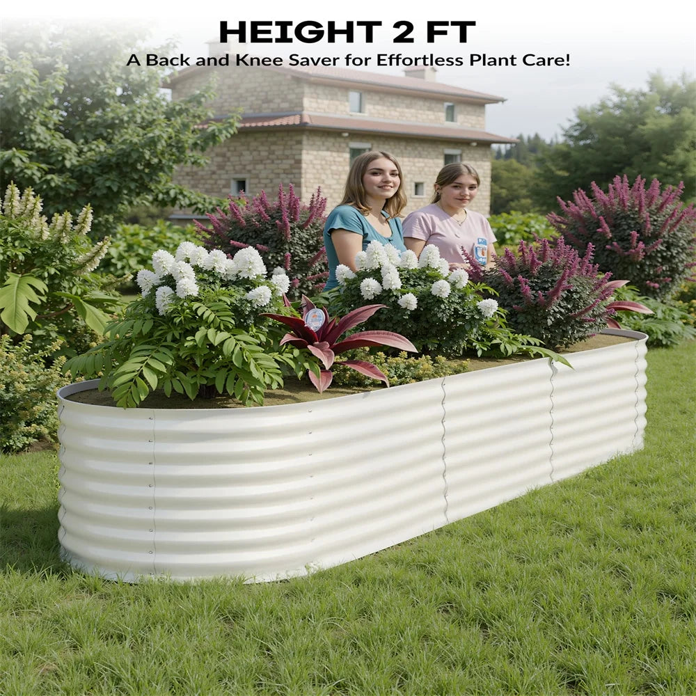 2 - Pack Galvanized Steel Raised Garden Beds Kit - Outdoor Metal Planter Boxes for Vegetables, Flowers & Herbs.tool - Free Assembly, Rust - Resistant Green Coated Design
