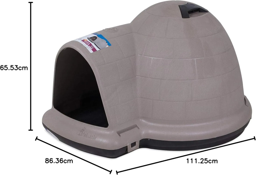 Petmate Indigo Dog House (Igloo Dog House. Made in USA with 90% Recycled Materials. All-Weather Protection Pet