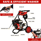 Pressure Washer Gas Powered, 3500PSI High Pressure Power Washer W/7.0HP Aluminum Pump, 210CC Powerful Engine, Maximum Spray 32.8FT, 4 Nozzles