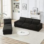 126W Large L-Shaped Corduroy Sofa with USB Charging Port