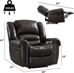 CANMOV Leather Recliner Chair, Classic and Traditional Manual Recliner Chair with Comfortable Arms and Back Single Sofa for Living Room, Nut Brown