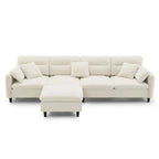 110-Inch L-Shaped 5-Seater Sectional Sofa with Removable Ottoman, Cloud Chenille Fabric, and 5 Cushions