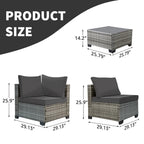 Ainfox 7 Pcs Outdoor Patio Furniture Sofa Set on Sale, Grey Rattan Grey Cushion