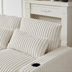 126W Large L-Shaped Corduroy Sofa with USB Charging Port