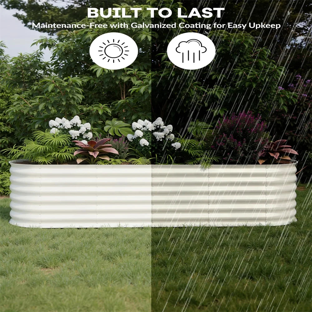 2 - Pack Galvanized Steel Raised Garden Beds Kit - Outdoor Metal Planter Boxes for Vegetables, Flowers & Herbs.tool - Free Assembly, Rust - Resistant Green Coated Design