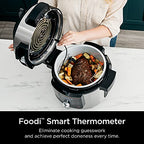 OL701 14 in 1 SMART XL 8 Qt. Pressure Cooker Steam Fryer with SmartLid & Thermometer Auto Steam Release, that Air Fries, Proofs & More, 3 Layer Capacity, 5 Qt. Crisp Basket, Silver/Black