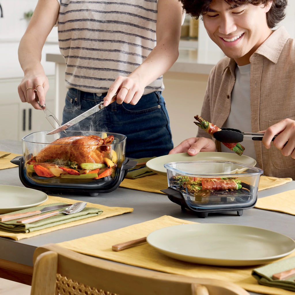 Ninja Crispi 4 - in - 1 Portable Glass Air Fryer Cooking System, 4 - Qt & 6 - Cup Containers, Cyberspace