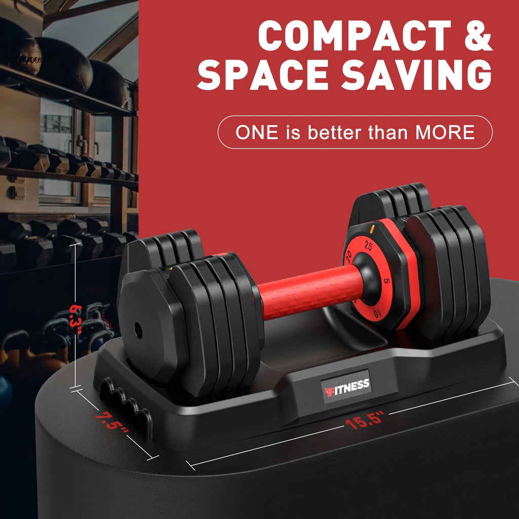 GIKPAL 50 lb(25 lb*2) 5 in 1 Adjustable Dumbbells 25 lb Set of 2 Adjustable Free Weights Plates and Rack - Hand Weights for Women and Men - Adjust Weight for Home Gym Full Body Workout Fitness