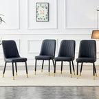 Contemporary Set of 4 Faux Leather Dining Chairs with Cushioned Backrests and Metal Legs – Ideal for Dining Rooms, Living Rooms, and Bedrooms