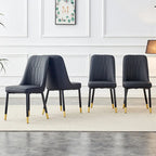 Contemporary Set of 4 Faux Leather Dining Chairs with Cushioned Backrests and Metal Legs – Ideal for Dining Rooms, Living Rooms, and Bedrooms