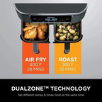 Ninja Foodi 10QT 6-in-1 DualZone Smart XL Air Fryer, 2 Independent 5QT Baskets, Smart Cook Thermometer, Match Cook, Smart Finish, Air Fry, Roast, Bake, Dehydrate, Reheat, Grey, DZ550