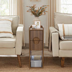 Narrow Nightstand Set of 2 with Drawers, Fluted Slim Side End Table with Storage for Small Spaces