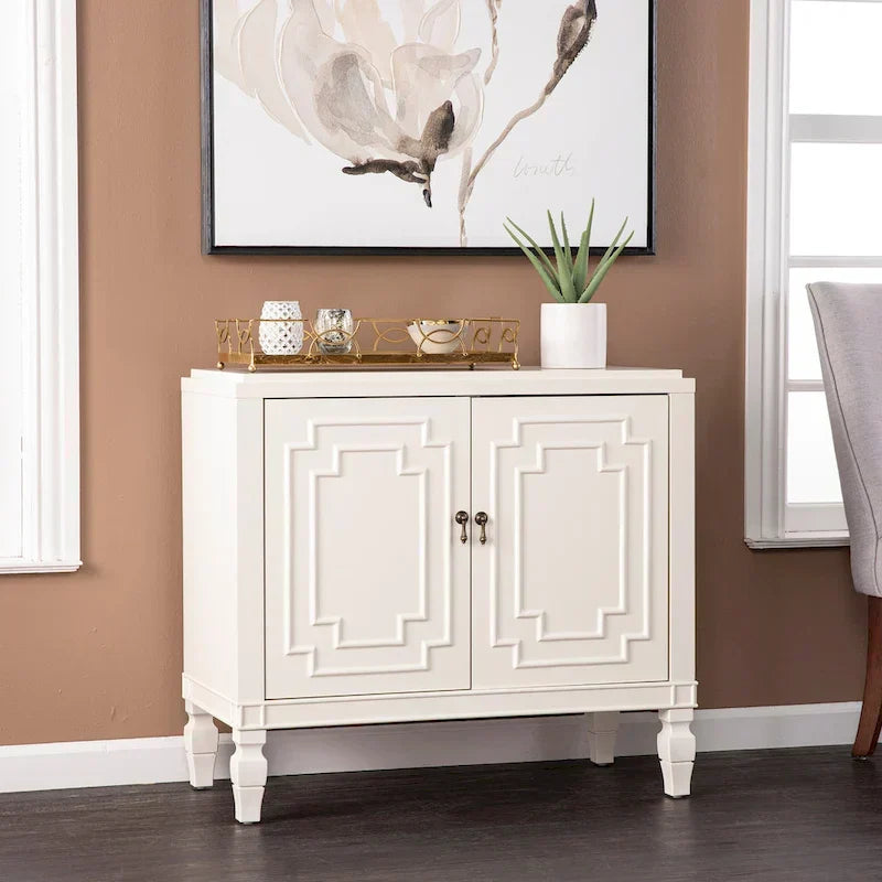 SEI Furniture Taborley Antique White Double-Door Accent Cabinet" can be rewritten as:"SEI Furniture Taborley Antique White Double-Door Accent Storage Cabinet