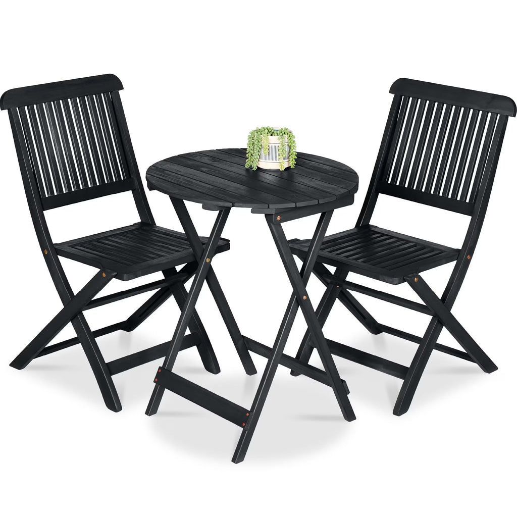 Best Choice Products 3-Piece Acacia Wood Bistro Set, Folding Patio Furniture w/ 2 Chairs, Table - Natural