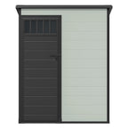 Modfusion 4.62.66.3 Ft Resin Storage Shed with Window, Floor, Plastic Roof, Storage Cabinets for Brooms Vacuum Cleaners Fits 65 to 68 in, Winter Gear Box, Black