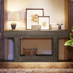 63-Inch Brown and Gray Slim Wooden Console Table for Entryway