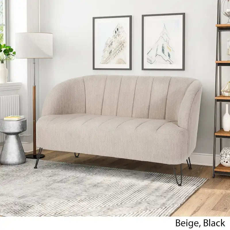 Christopher Knight Home Lupine Contemporary Fabric Loveseat with Hairpin Legs