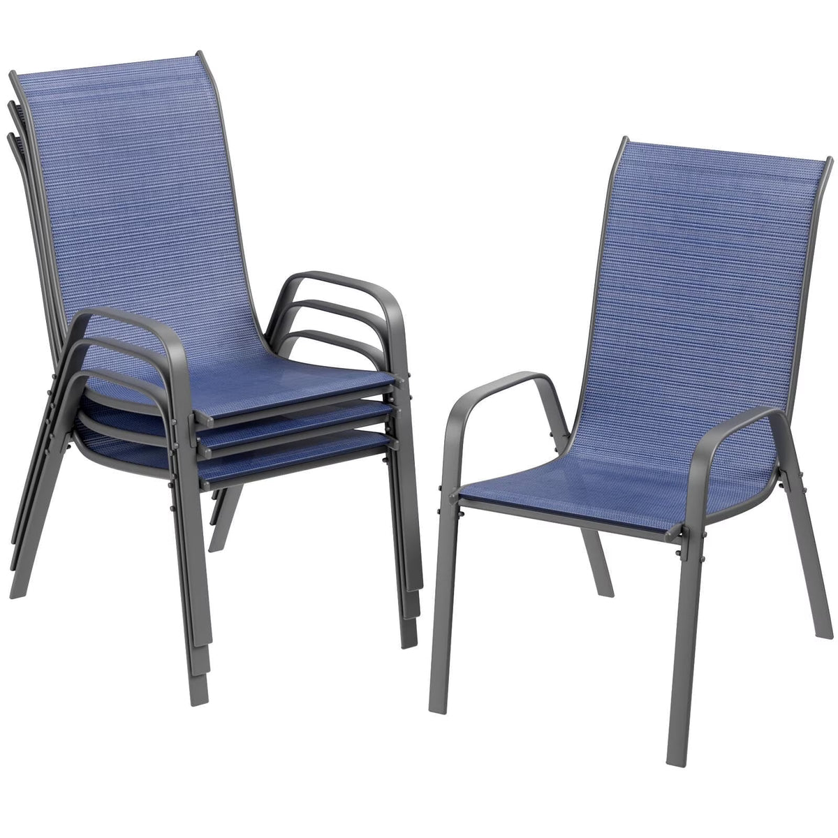Arlopu 8pcs Patio Dining Chairs Outdoor Stackable Armrest Chairs for Lawn Garden Backyard