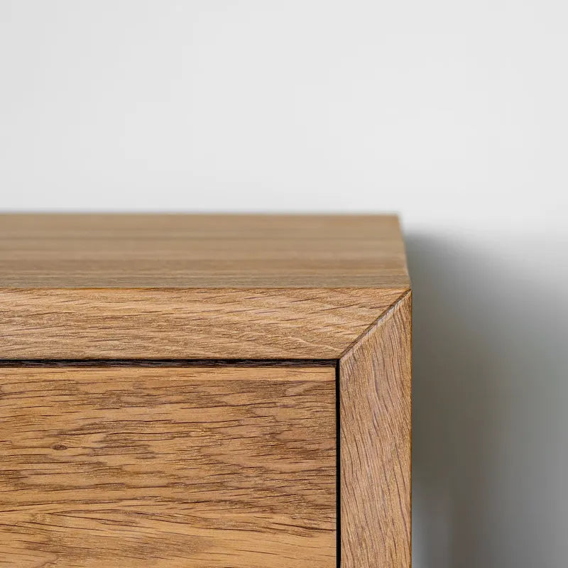Solid Oak Scandinavian Floating Nightstand with Drawer - Stylish Bedroom Side Table