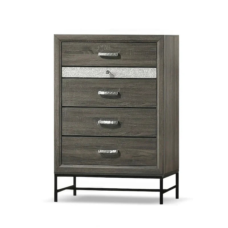 Contemporary Grey 6-Piece Platform Bedroom Set by Furniture of America - Heinisk Collection