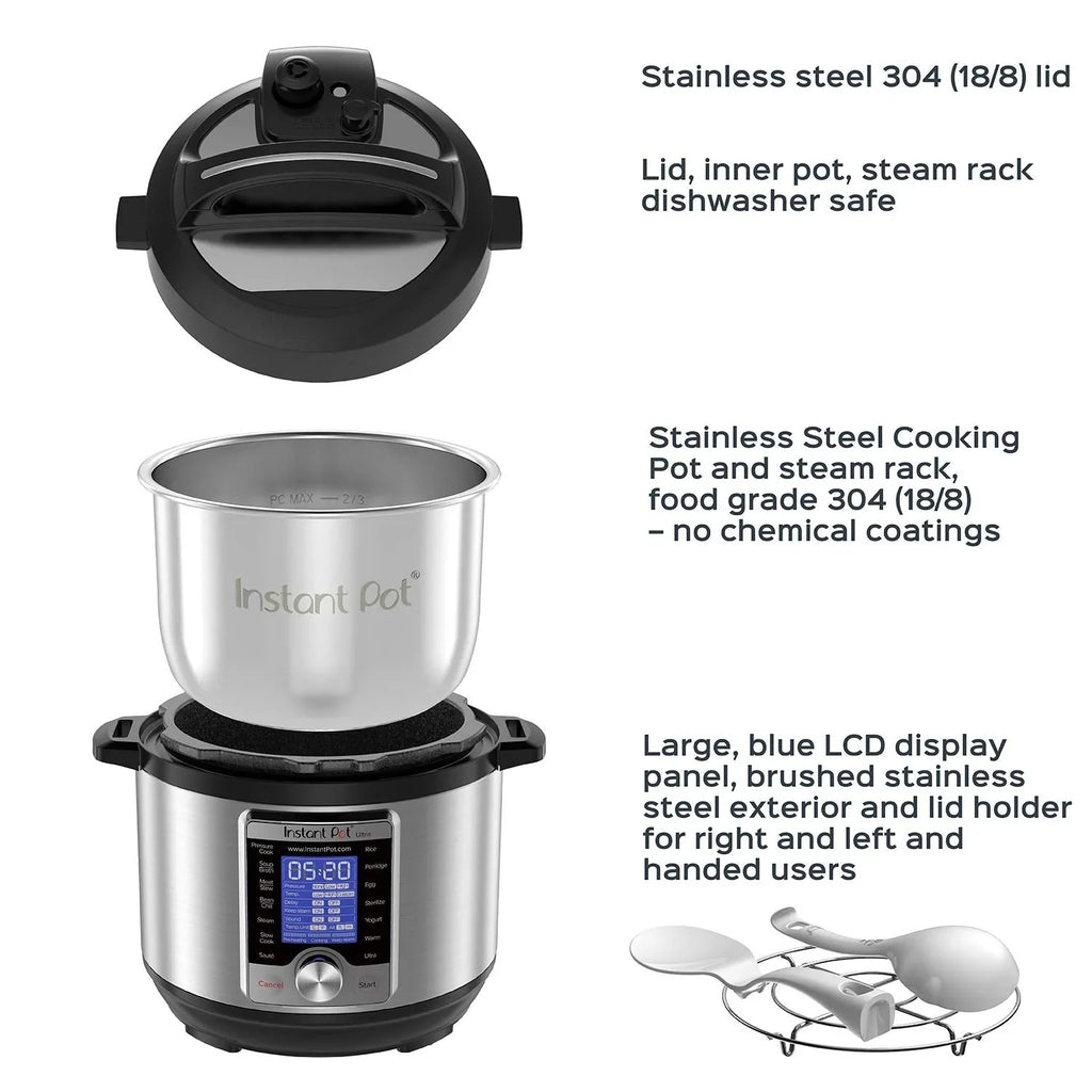 3 Quart Programmable Cooker, Stainless Steel, 16 in 1, Silver, Touch Control, UL Certified