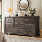 Enhomee Wood Dressers for Bedroom with 9 Drawers White Dresser Chest of Drawers for Living Room