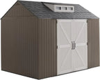 Rubbermaid Resin Outdoor Storage Shed With Floor Weather Resistant Gray Organization for Home
