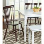 Set of 2 Spindle Back Dining Chairs Solid Rubberwood Farmhouse Style