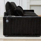 126W Large L-Shaped Corduroy Sofa with USB Charging Port