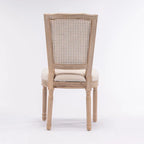 Set of 2 Antique Rattan-Back Dining Chairs with Solid Wood Frame