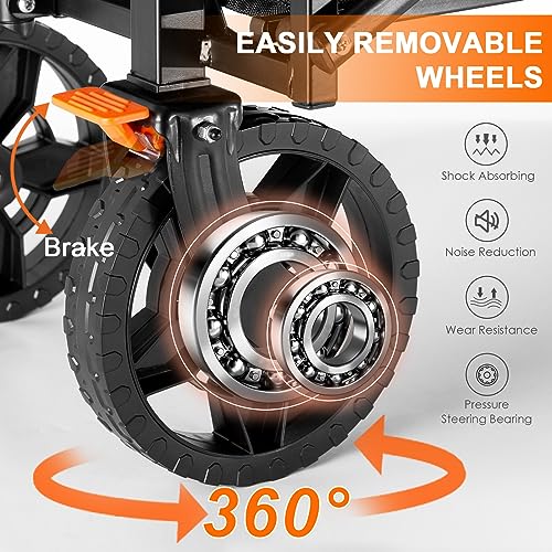 Uyittour Collapsible Wagon Cart Heavy Duty Foldable, Utility Grocery Wagon for Camping Sports Shopping