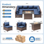 ELPOSUN Patio Furniture Set, Outdoor Patio Furniture Wicker Furniture Couch Set, 5 Pieces Outdoor Sectional Sofa, Patio Furniture Set, Outdoor Patio Set for Balcony Furniture (Grey)
