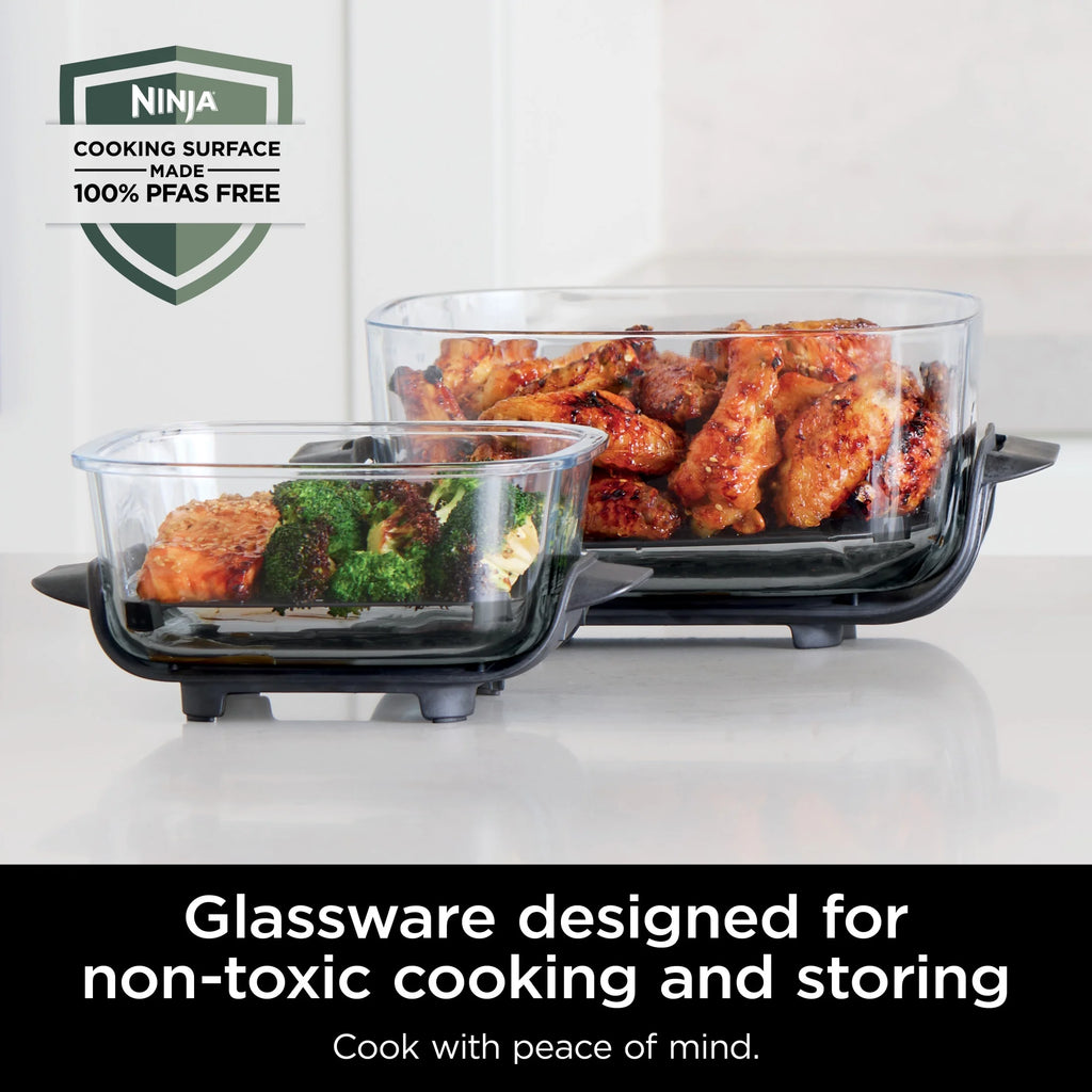 Ninja Crispi 4 - in - 1 Portable Glass Air Fryer Cooking System, 4 - Qt & 6 - Cup Containers, Cyberspace