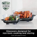 Ninja Crispi 4 - in - 1 Portable Glass Air Fryer Cooking System, 4 - Qt & 6 - Cup Containers, Cyberspace