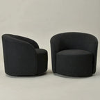 Set of 2 KINWELL 34-Inch Wide Upholstered Swivel Barrel Chairs