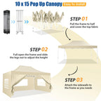 Hoteel 10x15 Heavy Duty Canopy Tent with 4 Sidewalls,Pop up Canopy for Parties Wedding,Commercial Easy up Gazebo with Roller Bag,UV 50+ &,Black
