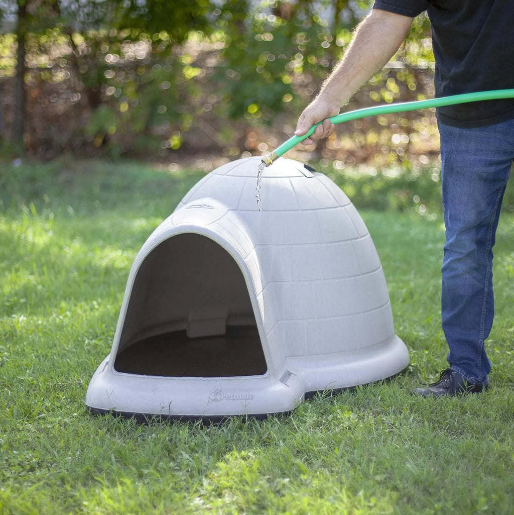 Petmate Indigo Dog House (Igloo Dog House. Made in USA with 90% Recycled Materials. All-Weather Protection Pet