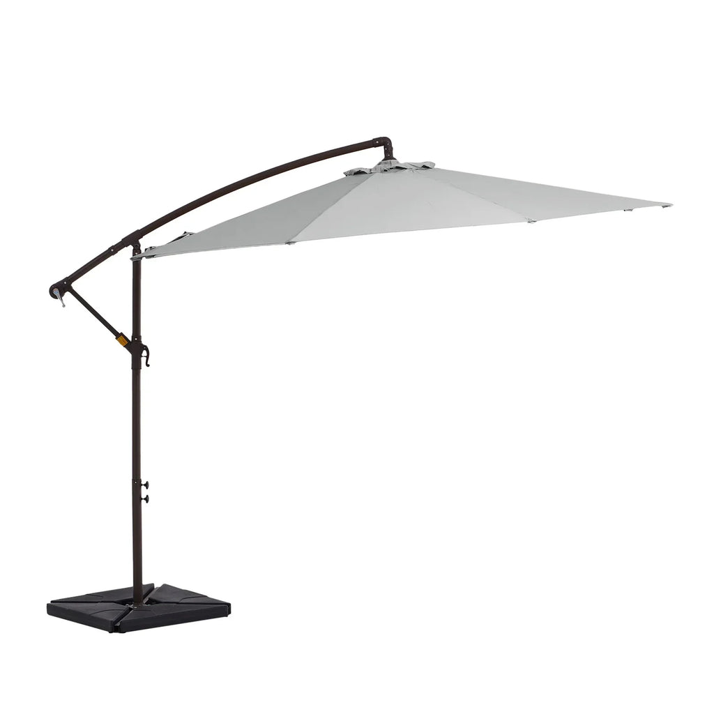 JUSTLET 10ft Heavy Duty Patio Hanging Offset Cantilever Patio Umbrella W/ 4-Piece Base Included Included, Beige