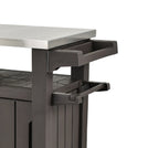 Unity XL Portable Outdoor Table and Storage Cabinet with Accessory Hooks. Espresso Brown