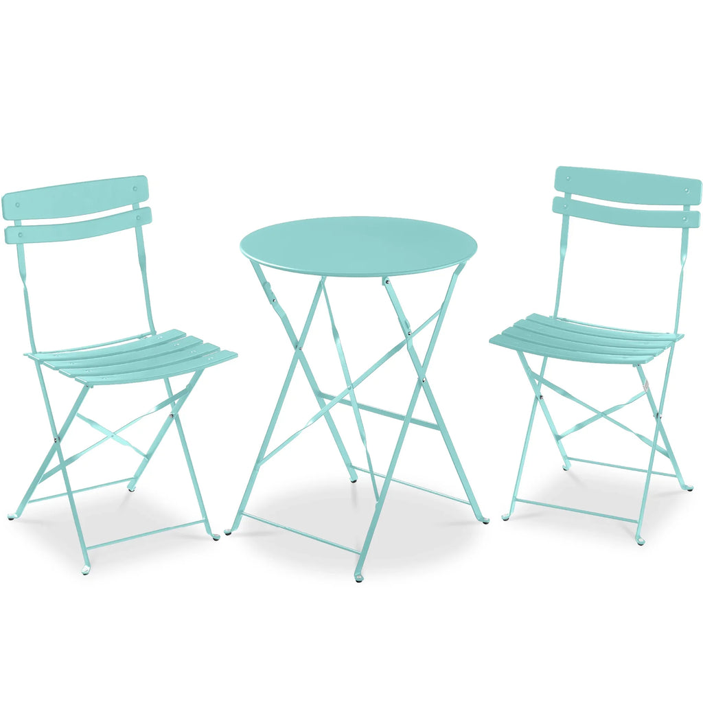 Best Choice Products 3-Piece Small Bistro Set, Folding Patio Furniture Set of 2 Chairs and Table - Black
